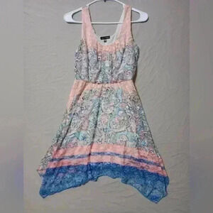 As u Wish Small Dress Womens Pink Pastel Lace Lined Handkerchief Sleeveless